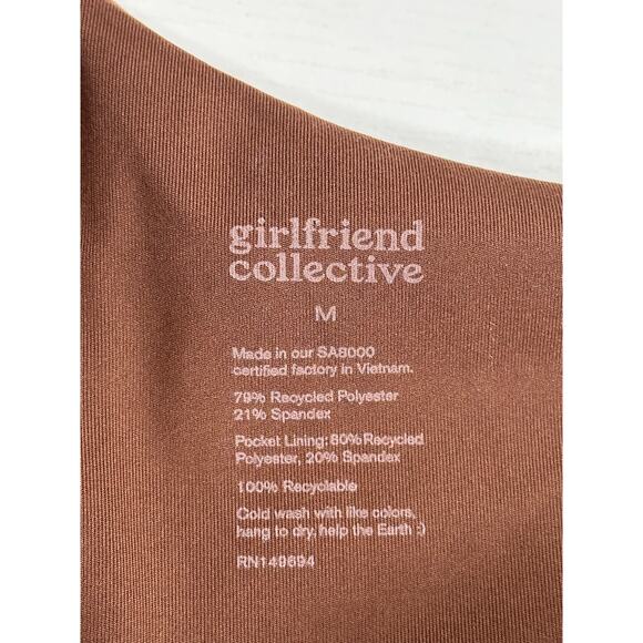 Girlfriend Collective Bianca One Shoulder Dress Brown Compressive Activewear M - Picture 3 of 7